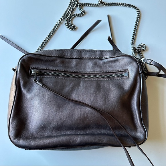 AllSaints Metallic Brown Leather Chain Crossbody Bag - Picture 8 of 14
